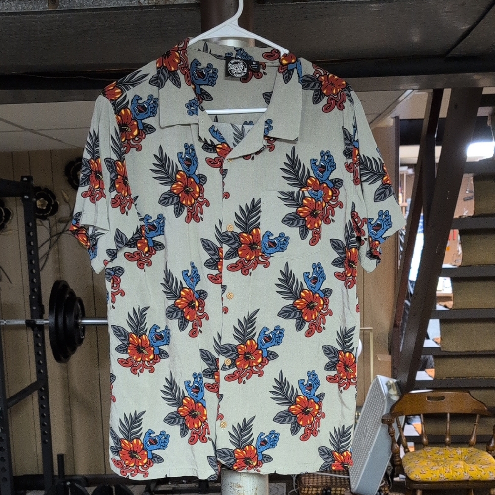 Santa Cruz Hand and Floral Print Men's Shirt